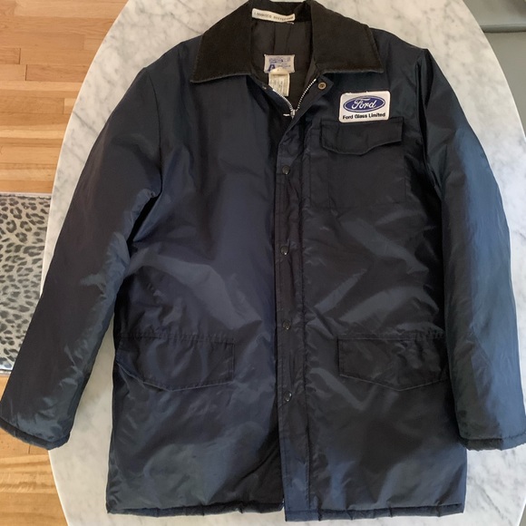 Ford navy workers jacket with corduroy collar quilted lining & pockets  size L - Picture 5 of 8